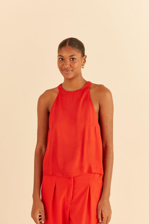 Musculosa Cropped Satén