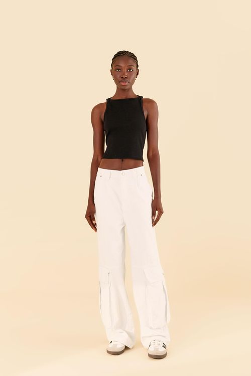 Pantalón Cargo Sarga White