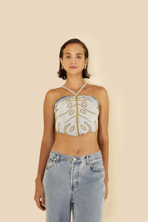 Top Jeans Costela De Adao