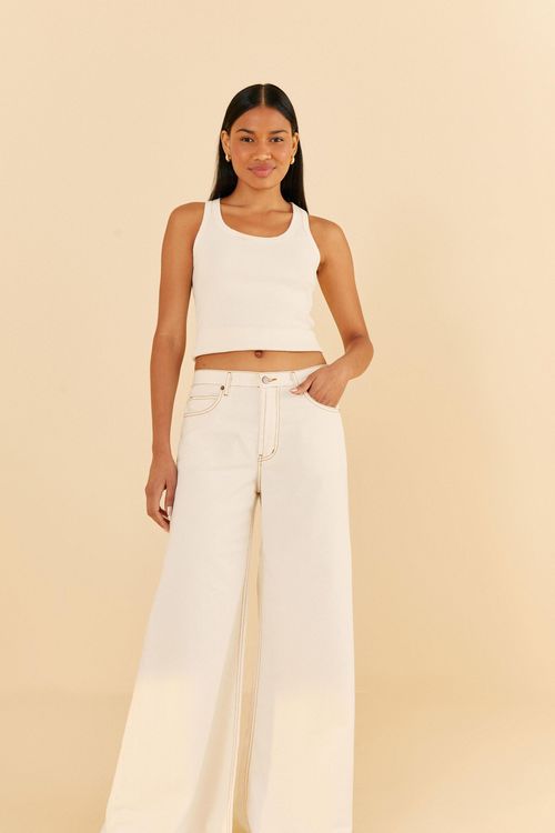 Pantalón Sarga Loose Off White