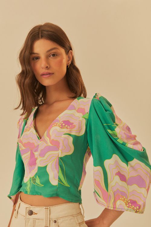 Blusa Lastex Floral Lumi