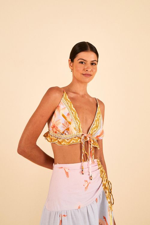 Top Cropped Estampado Playa Del Interior