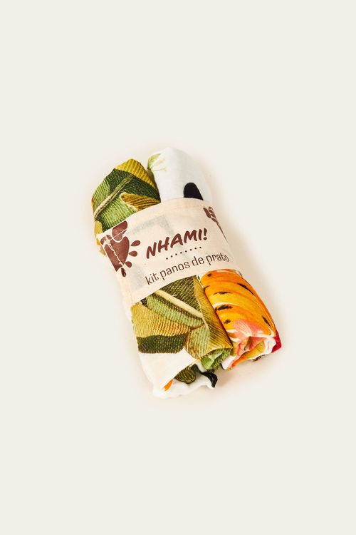 Pano De Prato Nhami Estampado Nanaju Folhagem