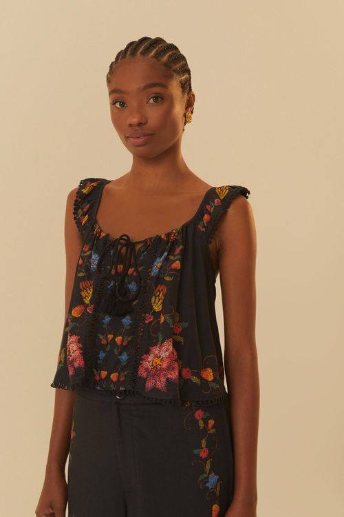 Musculosa Entremeios Fruta Bordada