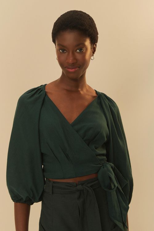 Blusa Transpasse Mangas