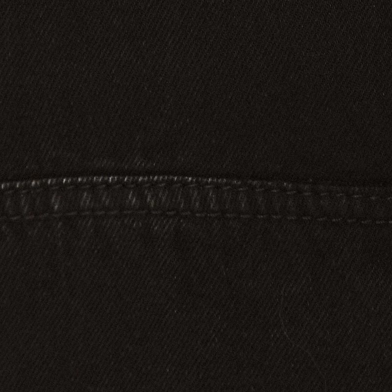 Corsé negro sin tirantes en denim, detalle de la tela.