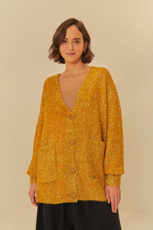 Suéter De Tricot Con Hilos Lurex