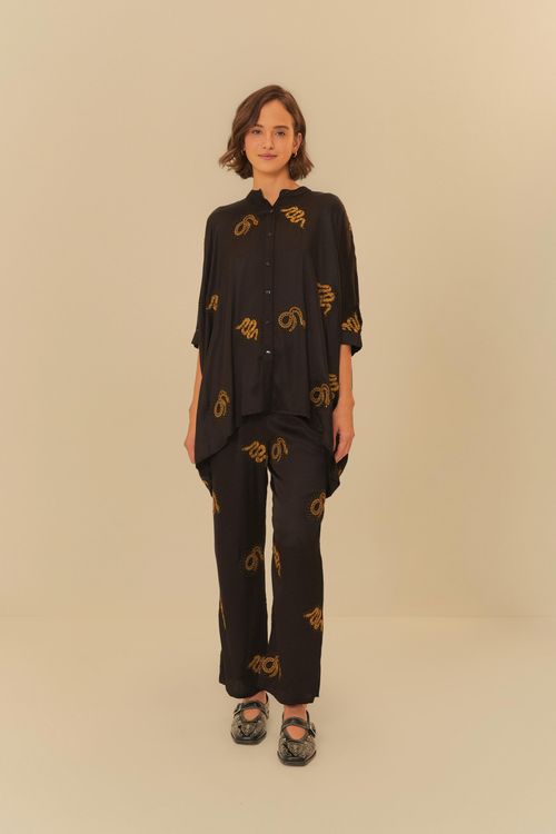 Pantalón Bordada Serpiente Cobral