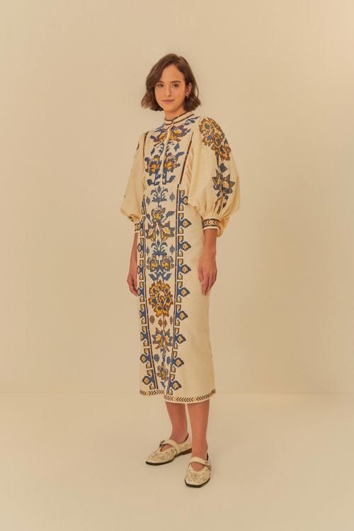 Vestido Artesanal Bordado Mica