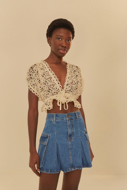 Falda Jeans Pregas Cargo