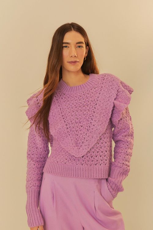 Cardigan De Tricot Con Textura Floral