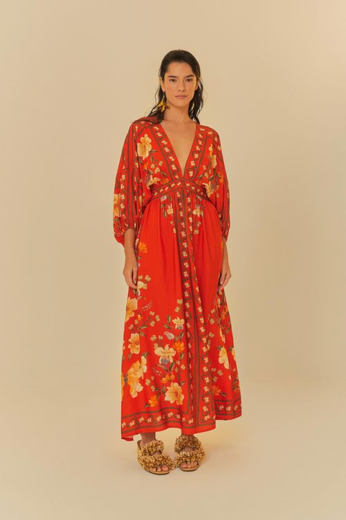 Vestido Cropped Manga Borboleta Em Flor
