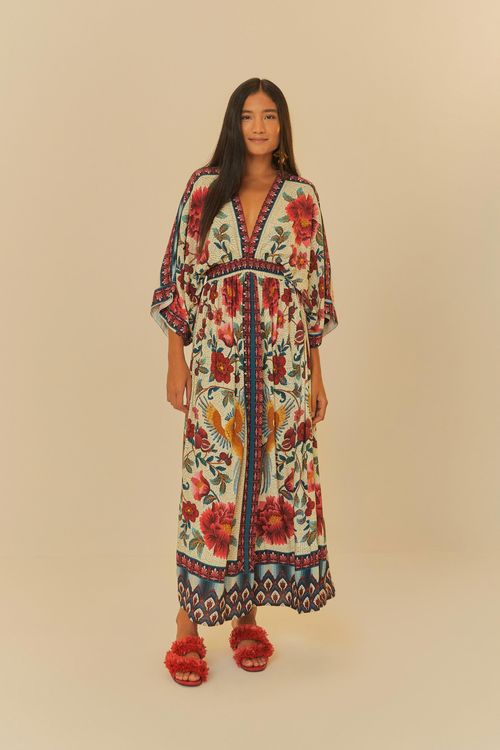 Vestido Largo Flor Em Mosaico