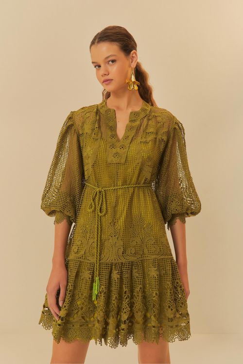 Vestido Guipur Pintada De Flor