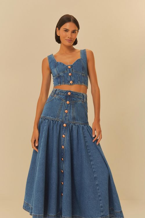 Falda Jean Midi Evasé