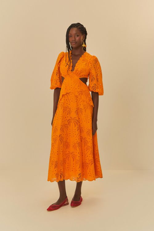 Vestido Laise Con Estampado De Palmas Tropicales