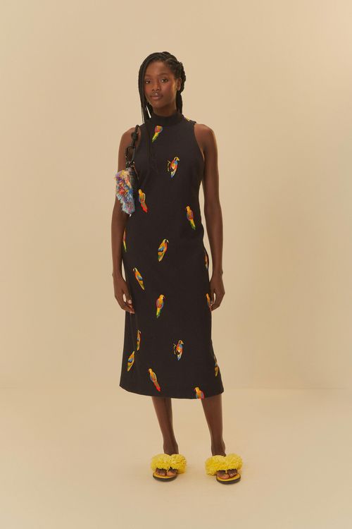 Vestido Midi Pájaros Coloridos