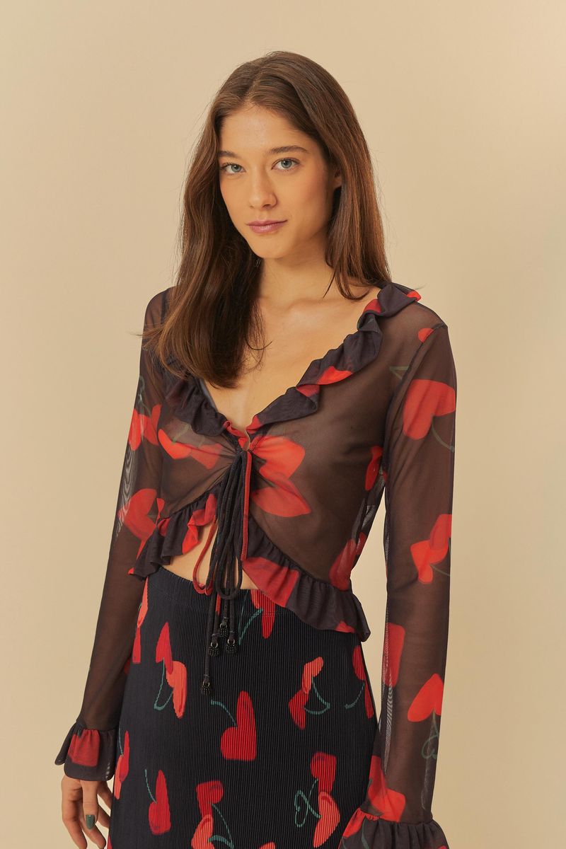Blusa-Tule-Amor-De-Cereza-con-estampado-botanico-vista-frontal.