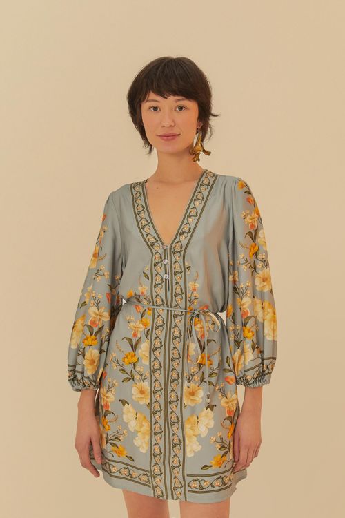 Vestido Corto Borboleta Em Flor