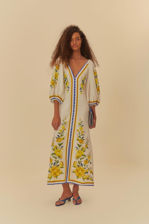 Vestido Lenco Bordado Floral
