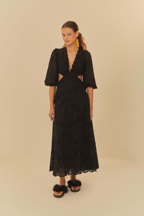 Vestido Laise Con Estampado De Palmas Tropicales