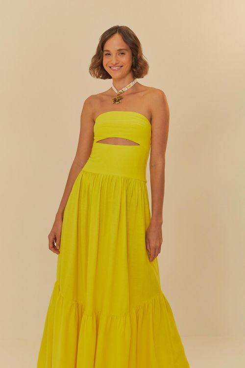 Vestido Sem Alca Recortes