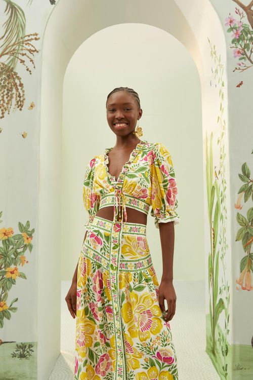 Falda Longa Floral Bela