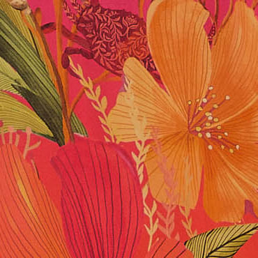 Detalle-del-estampado-floral-vibrante-del-vestido-con-tonos-de-rosa-y-naranja.