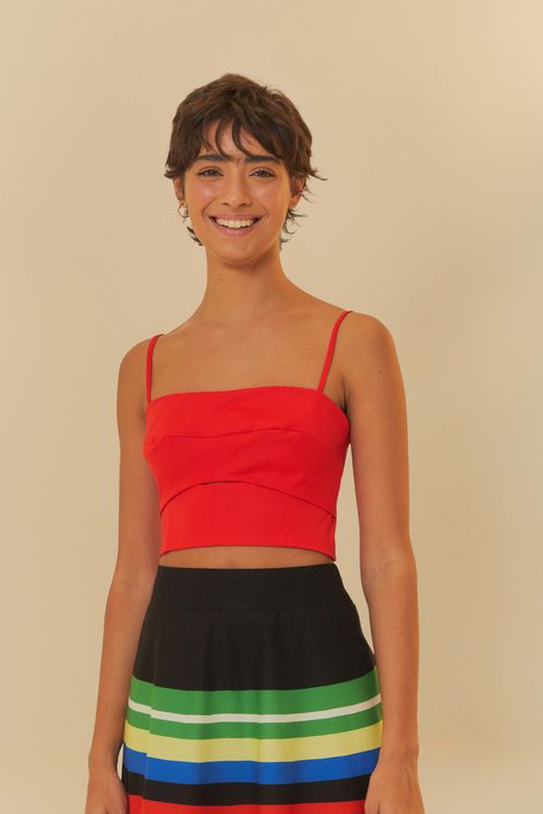 Blusa Cropped Con Recortes
