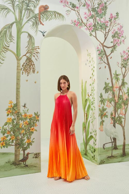 Vestido Amplio Plisado Degradado