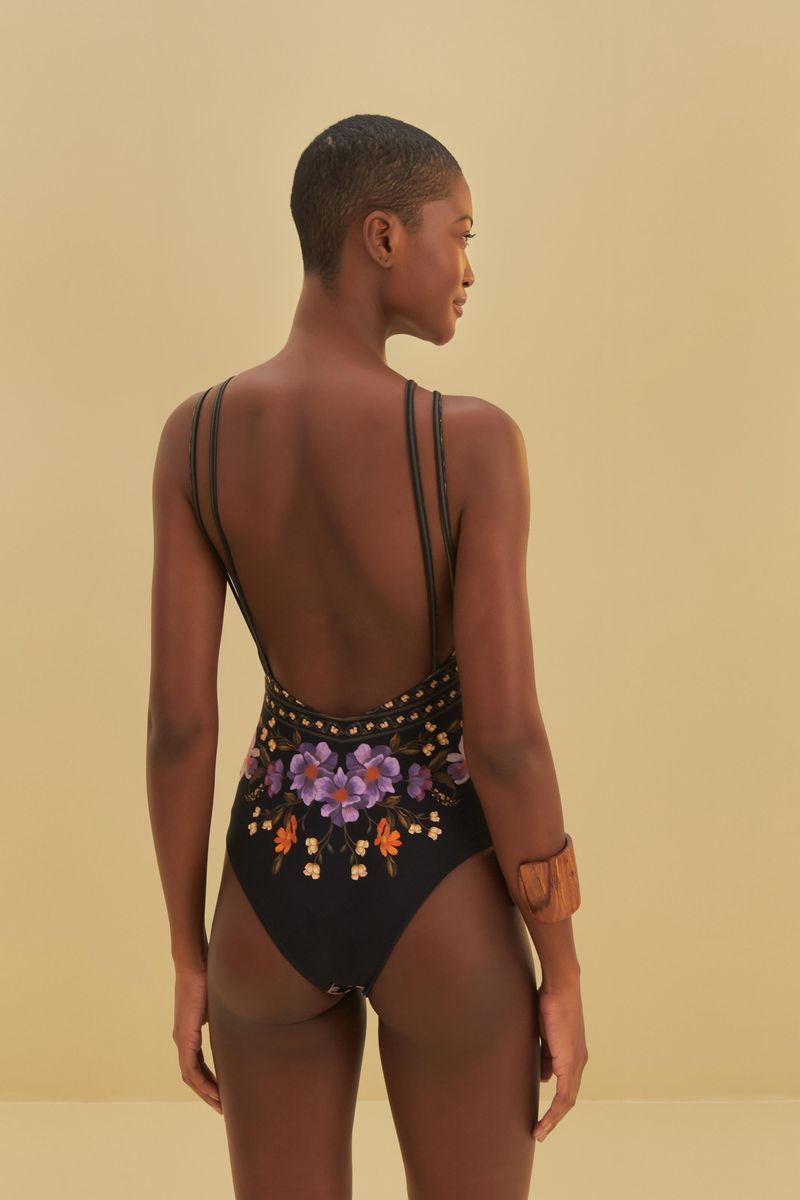 Vista-posterior-de-un-traje-de-baño-floral-con-detalles-de-tirantes-ajustables.