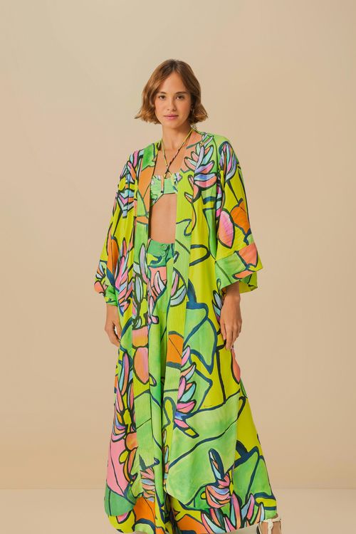 Kimono Largo Banana Flora