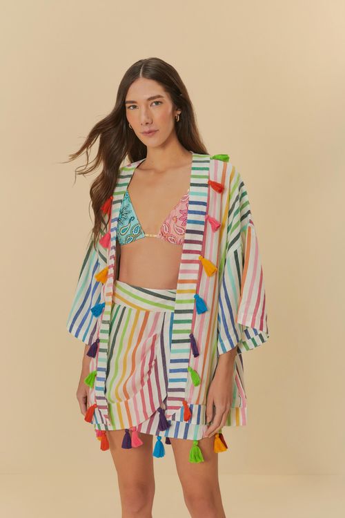 Falda Pareo Raya Bordada