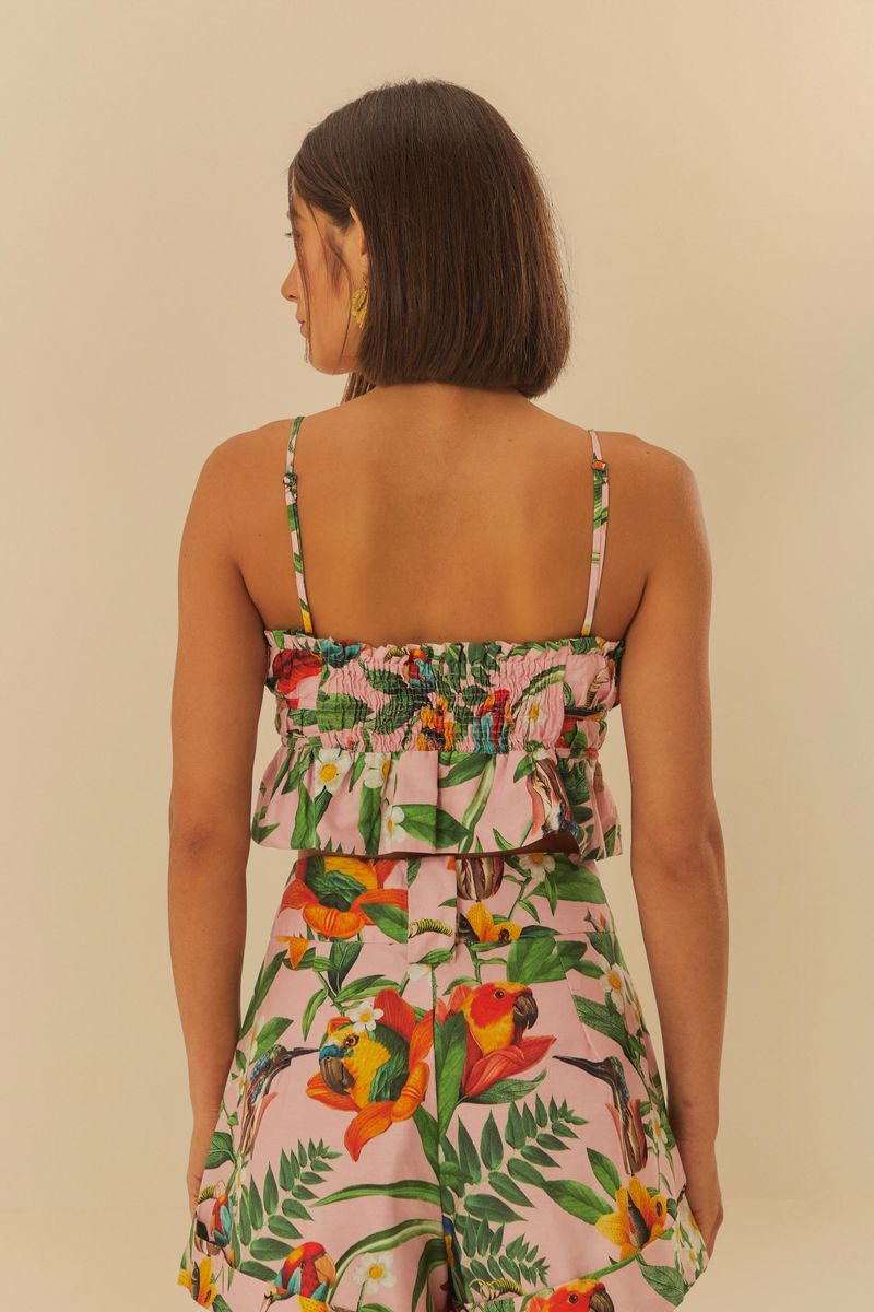 Vista lateral de la blusa con tiras finas.