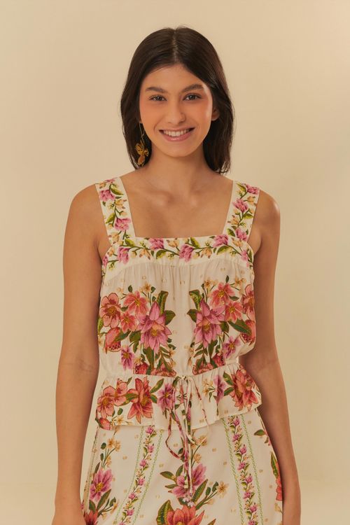 Blusa Cropped Floral De Verano