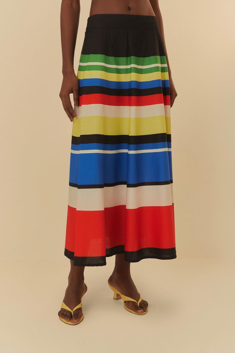 Falda-larga-con-estampado-de-rayas-multicolor-vista-lateral.