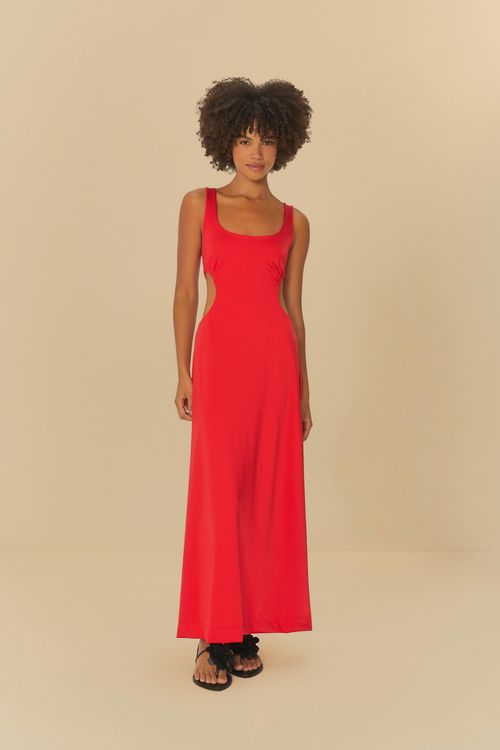 Vestido Cropped Vermelho Metalic s