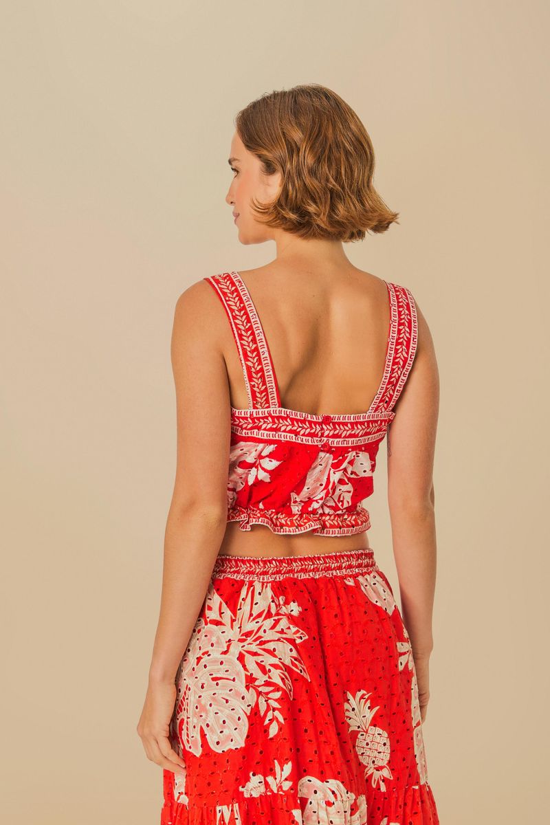 Blusa Folha de Encaje vista de espaldas, mostrando el acabado y los detalles del diseño.