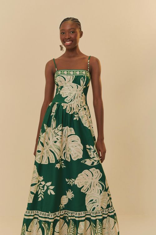 Vestido De Tirante Folha De Encaje