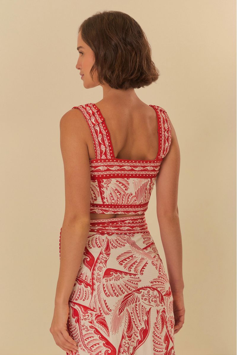 Blusa con tirantes y estampado de tucán, vista trasera.