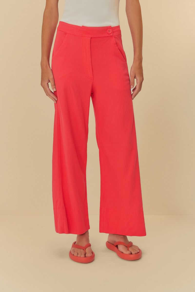 Vista trasera del pantalón rosa con cintura alta