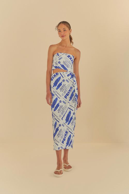 Vestido Cropped Ombros De Fora Peixe Fre