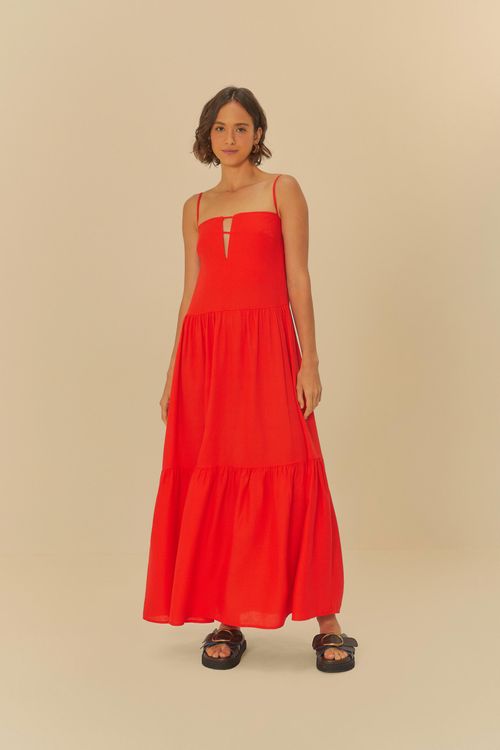 Vestido Alcinhas Fenda Frente