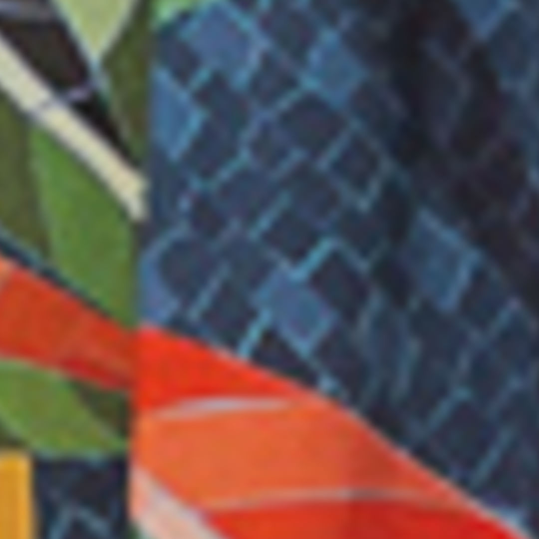 Primer-plano-del-estampado-tropical-de-la-Calca-Rio-De-Mosaico-con-detalles-en-azul-y-verde.