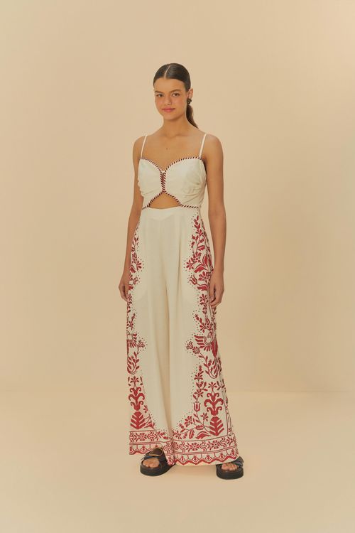 Macacón Pantalona Bordado Tropical