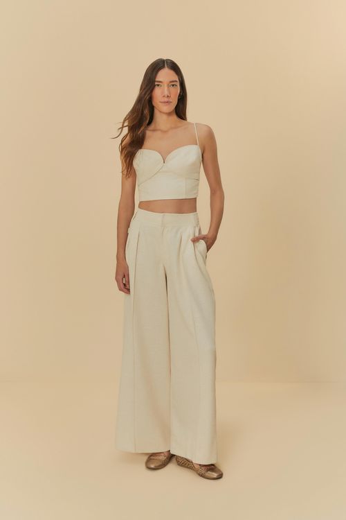 Pantalón Con Bolsillos De Sastrería En Tweed