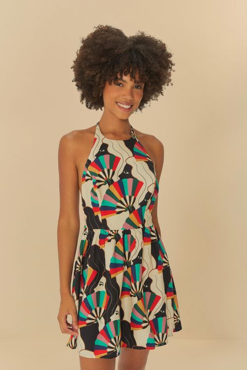 Vestido Curto Balonê Leques