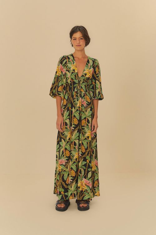 Vestido Longo Manga Paraíso Tropical