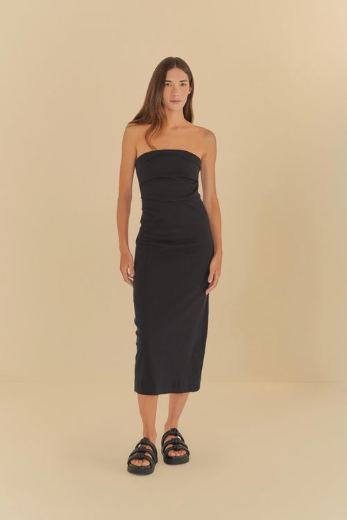 Vestido Sin Tirantes Fruncido