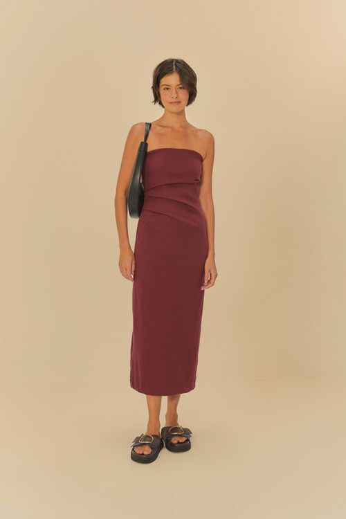 Vestido Sem Alca Franzido